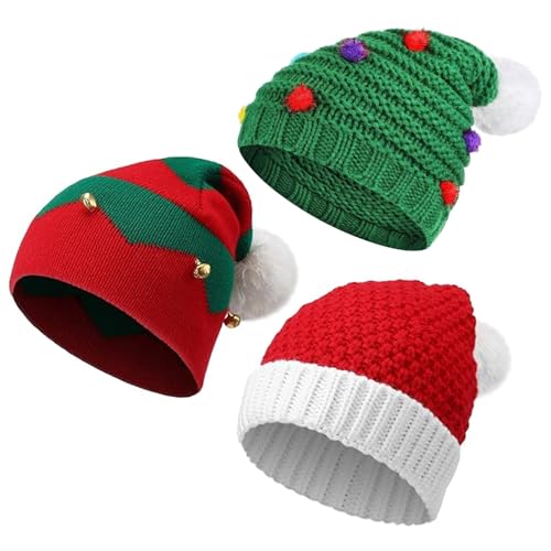 Forreen Weihnachtsmütze Erwachsene, 3 Stück Nikolausmütze Winter...