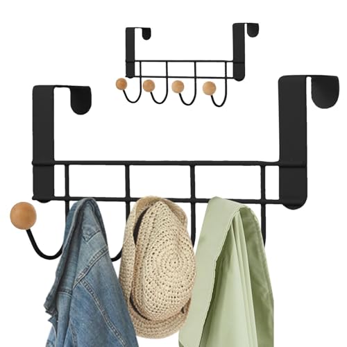 Gancho sobre la puerta - Perchero sobre la puerta, toallero organizador para el baño, ganchos para puertas de metal sin taladrar, toalla resistente al óxido y perchero para ropa,