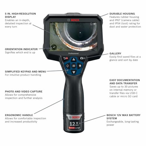 Image of BOSCH PRO GIC5-27C 12V Max Connected 11.5 Ft. Handheld Inspection Camera
