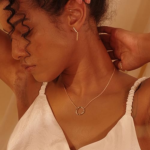 Image of Fettero Pendant Necklace Gold Choker Layered Coin Open Karma Circle Full New Crescent Moon 14K Gold Plated Simple Dainty Necklaces for Women Jewelry Gift