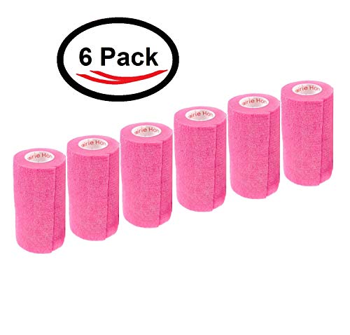 Image of 4 Inch Vet Wrap Tape Bulk (Neon Pink) (Pack of 6) Self Adhesive Adherent Adhering Flex Bandage Grip Roll for Dog Cat Pet Horse