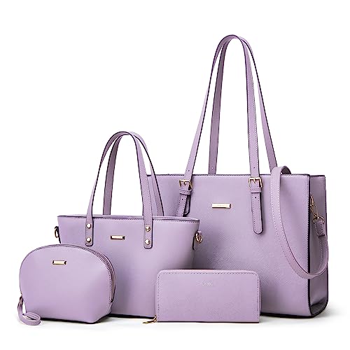 Image of Women Fashion Synthetic Leather Handbags Tote Bag Shoulder Bag Top Handle Satchel Purse Set