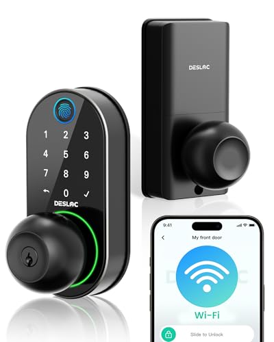 Image of DESLOC D212 Fingerprint Door Knob Lock, Built in WiFi, 8-Month Battery
