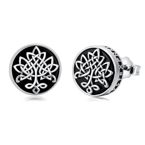 Boucles d'oreilles viking hypoallergéniques en argent 925 et onyx contre les irritations