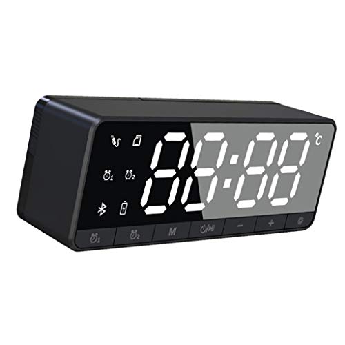 LOVIVER Tabela LED Dual Alarm Clock Bluetooth 5.0 Bass Speaker Termostato TF Card - Preto