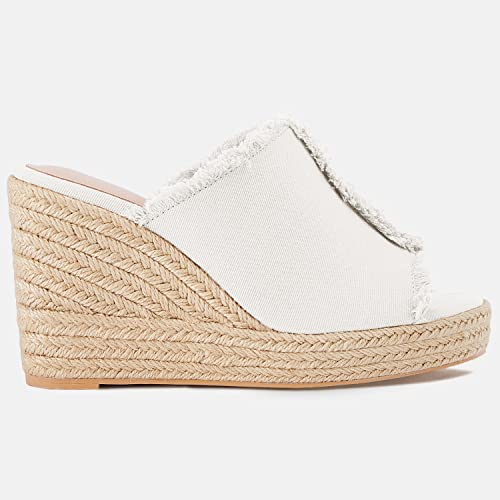 Image of Juliet Holy Womens Wedge Sandals Peep Toe Denim Slip On Backless Espadrilles Platform Sandal Shoes