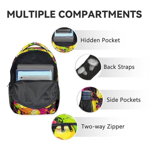 Softball Backpack with Lunch Box - Set of 3 School Backpacks for Girls - Cartoon Colorful Bookbag and Pencil Case Bundle for Middle School, Highschool3