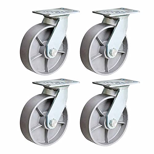 LINCO 4” Heavy Duty Steel Swivel Caster Wheels | Set of 4 Swivel Casters with Cast Iron Wheels | Replacement for Wheel Dollies, Carts, Racks or Any Heavy Duty Cart with Wheels | Capacity: 4000 lbs