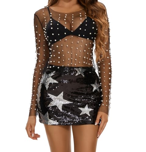 WmcyWell Women's Sequin Skirt Sparkly Bodycon Glitter Y2k Micro Mini Skirt3