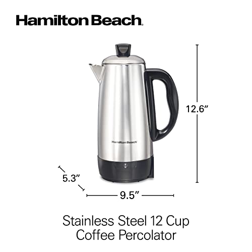 Hamilton Beach 12 Cup Electric Percolator Coffee Maker, Stainless Steel, Quick Brew, Easy Pour Spout (40616R) #TOP7