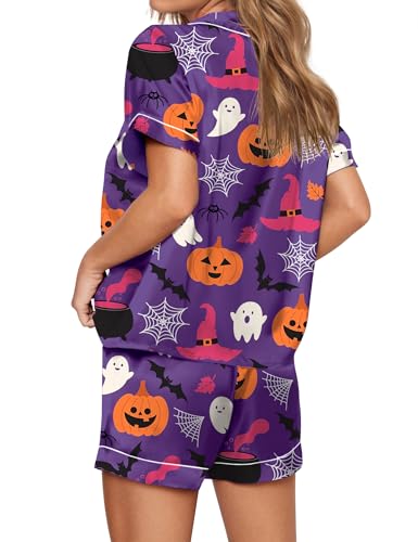 Image of SHESHOW Satin Pajamas for Women Set Preppy Animals Pjs Short Sleeve Shorts 2 Piece Loungewear Sets XS-XXL