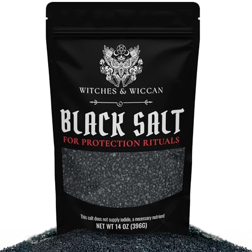 Black Salt for Protection Rituals & Wiccan Spells, Handcrafted Negative Energy Protection Crystals for Witchcraft, 14 Oz Bag, Witches & Wiccan Witchcraft Supplies