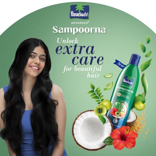 Parachute Advansed Sampoorna Coconut Hair Oil with 5 Herbs (Hibiscus, Curry Leaves, Methi, Amla & Aloe), For Long, Thick & Black Hair, 280ml - Image 5