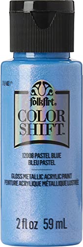 Image of FolkArt Color Shift Acrylic Craft Paint, Blue Pastel 2 fl oz Premium Metallic Finish Paint, Perfect For Easy To Apply DIY Arts And Crafts, 12008