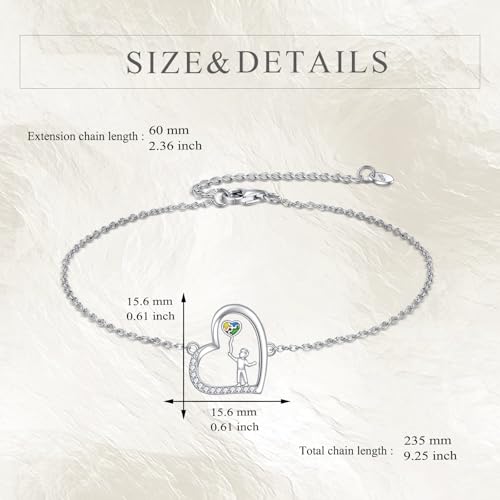 YFN Autism Awareness Bracelet Sterling Silver Puzzle Piece Charm Bracelet ASD Jewelry for Women Inspirational Autism Awareness Gifts 5