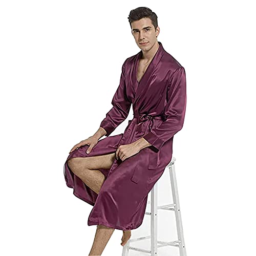 Vêtements de nuit confortables : peignoir en satin léger hommes anti-frottement