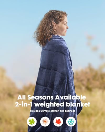 Uttermara Twin Size Weighted Blanket for Adults, Comfortable Flannel 15 Pound Weighted Blanket Soft Brushed Fabric for All Seasons, Calming and Relaxing on Sofa Bed Couch, 48x 72 inches Navy Blue - Image 3