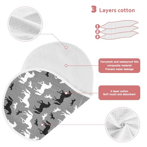 J JOYSAY Horse Dark Grey Baby Burp Cloths for Boys Girls Large 22''x11'' Cotton 4 Layer Newborn Must-Have Essential for Girl Babies one sizex43