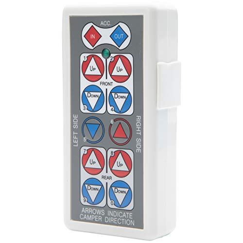 HappiJac Replacement Truck Camper Jack Wireless Remote Controller, Up-Down, Right-Left, in-Out Buttons, Directional Motor Control Pad, Requires 2 AA Batteries - 183070