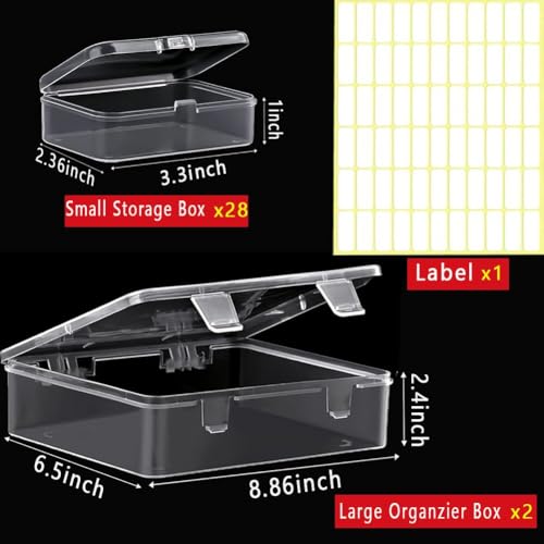 Image of 30pcs Bead Storage Containers,Large Bead Organizer Boxes And Craft Storage Boxes For Bracelet Making Diy Jewelry Craft Nails, Bracelets, Jewelry, Diamonds, Clay Beads, Screws,3.3x2.36x0.98Inch