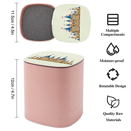 Rotate The Jewelry Box Print Cute Manga Building Fantasy Art Multi-Layer Design Jewelry Organizer Box With Mirror For Women Girl And Kids #TOP1
