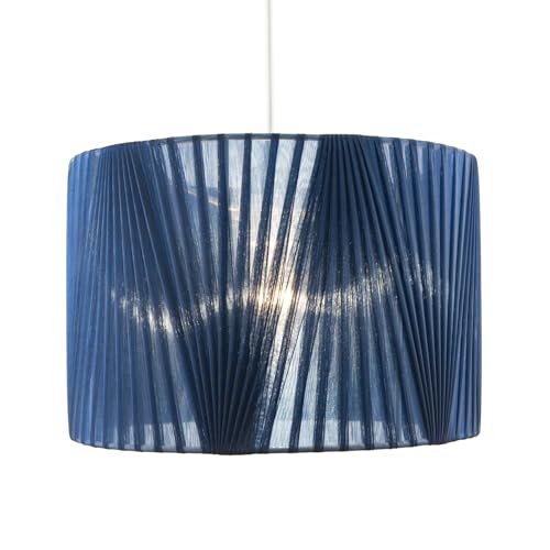 Chic Modern Midnight Blue Voile Fabric Organza Tapered Pendant Lighting Shade | 30cm x 20cm | for Ceiling or Table Lamp by Happy Homewares - Image 3