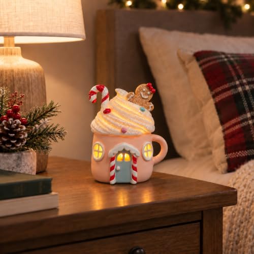 LFLKPY Lighted Gingerbread Cake House, Resin Christmas Tabletop Decor - image 7