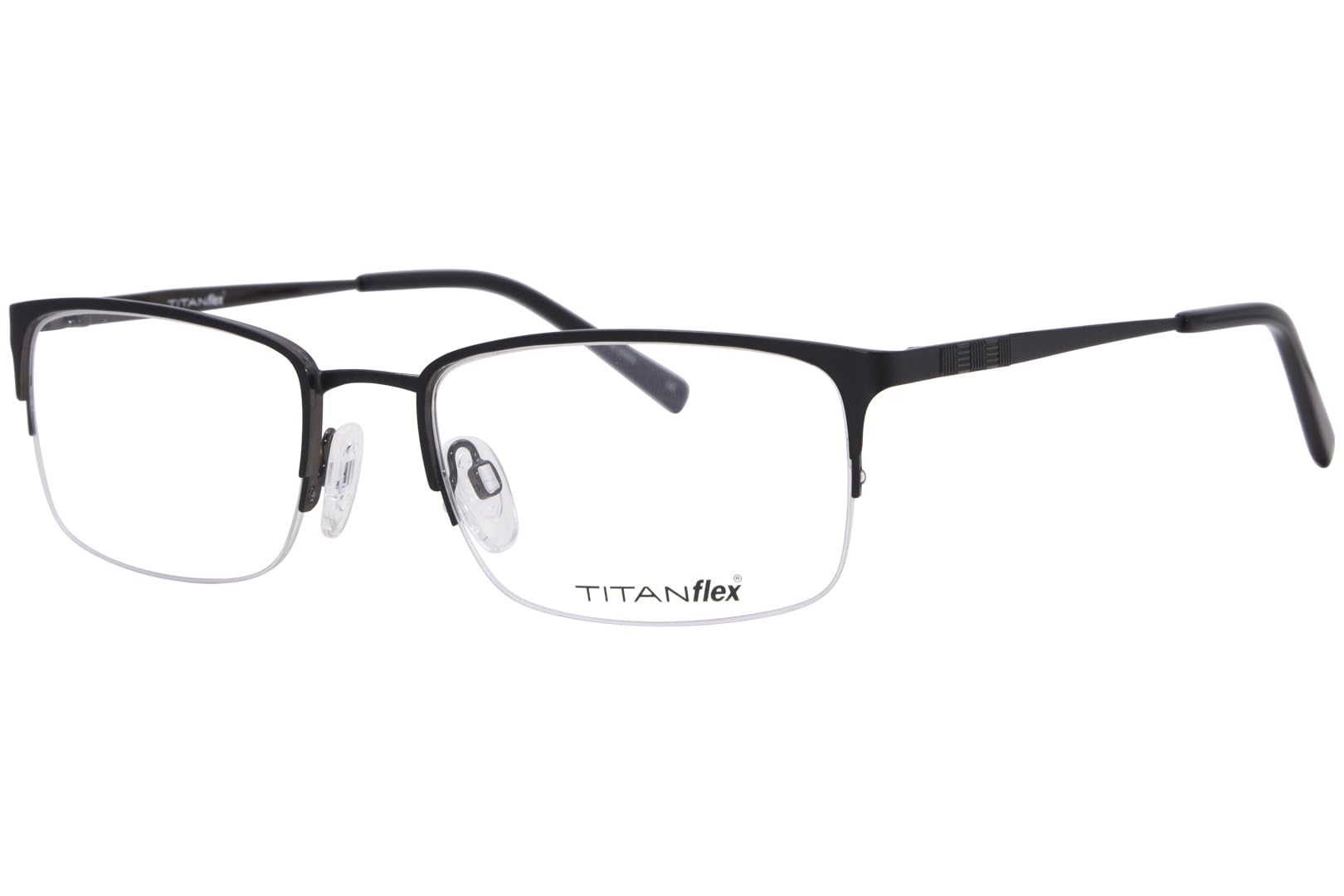 TitanFlexM1009 BLK Eyeglasses Men's Black Semi Rim Rectangle Shape 55mm