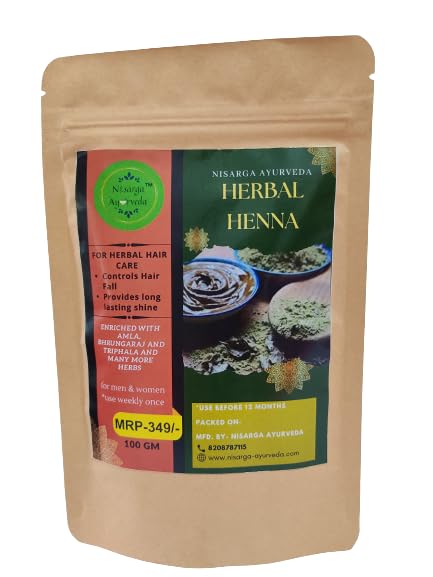 Nisaraga Ayurveda Premium Hair Herbal Heena for Hair fall control, Hair Nourishment, Smooth, Silky and Shiny Hair-100gm Pack of 1