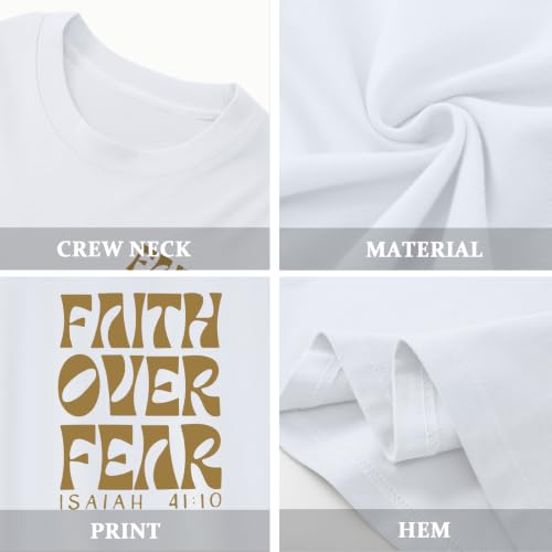 Image of Boys Faith Over Fear Shirt Christian Jesus T Shirts for Kids Religious Inspirational Bible Verse Graphic Tees Tops