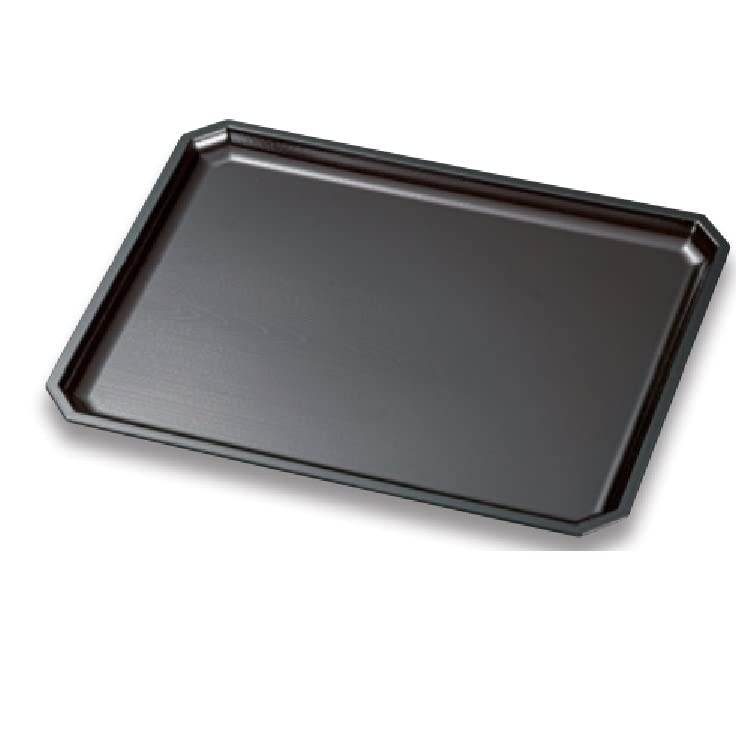 デッドストック！極上黒漆の美しい隅切長方盆大小セット（輪島塗漆器漆