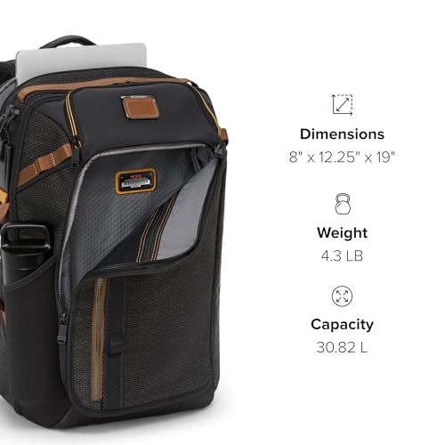 tumi - alpha bravo detrick backpack - multi-compartment travel gear - adjustable straps amp easy to carry - black onyx