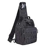 BeGrit honda táctica militar Mochila Bolsa de hombro pecho EDC para caminatas al aire libre campo de deportes negro