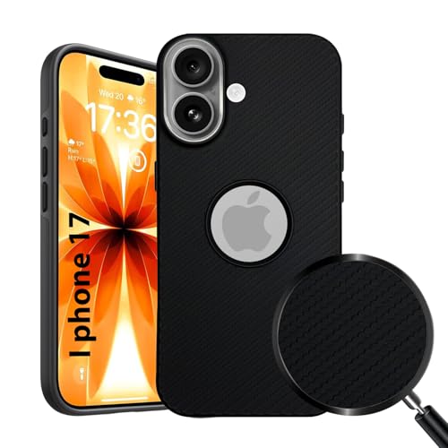 Image of LIRAMARK Rugged Carbon Fibre TPU Armor Silicone Back Cover Case for iPhone 17