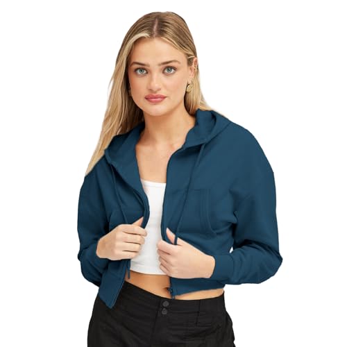 Image of FUNKY MONKEY Soft Fleece Crop Zipper Hoodie for Girls and Womens Sweatshirt