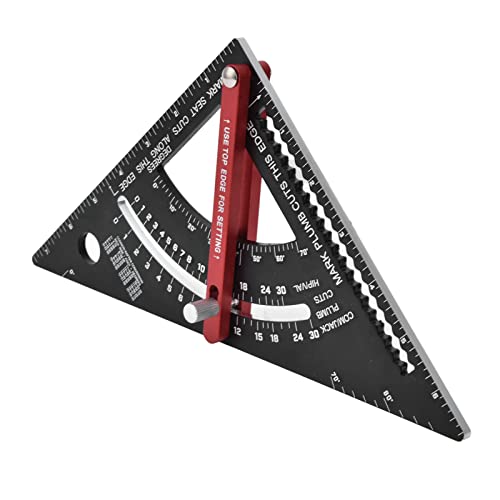 JDQTPOET Adjustable Triangle Ruler Movable Aluminum Alloy Multifunctional Woodworking Layout Tool, Accurate Positioning, 7in Side Measuring Range
