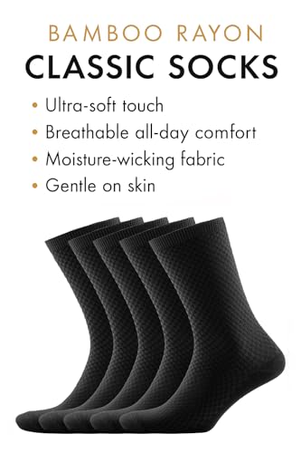 NUDUS UNDERWEAR Men’s Bamboo Rayon Ankle Quarter Dress Socks 5-Pair Gift Box, Premium Quality3