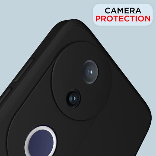 Image of Outlouders Back Cover for Vivo T4R 5G / Vivo V50e 5G / Vivo V50 5G | Camera Protection | Durable Soft Matte Silicone Bumper Case (Black)