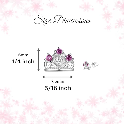 Cherished Moments Girl's Sterling Silver Princess Tiara Earrings with Screw Backs and Sparkling CZ's4