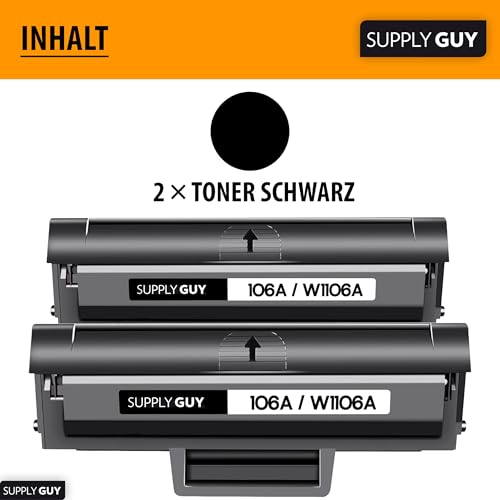 Supply Guy W1106A 106A Toner mit Chip kompatibel für HP Laser MFP 137fwg 107w 107a 107r 135wg 135w 135a 135r - Schwarz Multipack (2X Tonerkartuschen)