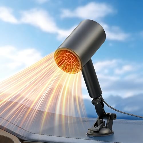 GTDYHJMK Car Heater for Ford Five Hundred Crown Victoria Figo Territory, 12V Portable Car Heater, 2-in-1 Fast Heating Fan with Handle, Windshield Defroster and Defogger, Cigarette Lighter Plug in