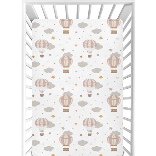 Image of CaTaKu Baby Crib Sheets Hot Air Balloon Clouds Mini Crib Sheets Fitted for Girls Boys,Neutral Soft Toddler Mattress Bed Sheets for Crib,28 inchx 52 inch