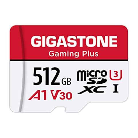 GIGASTONE 512GB Micro SD Card, Gaming Plus, MicroSDXC Memory Card for Nintendo-Switch, Wyze, GoPro, Dash Cam, Security Camera, 4K Video Recording, UHS-I A1 U3 V30 C10, up to 100MB/s, with Adapter Cover