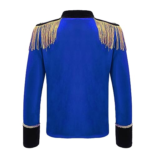 Kids Boys Drum Majorette Honor Guard Uniform Long Sleeve Tassels Gold Braid Trim Jacket Tops4