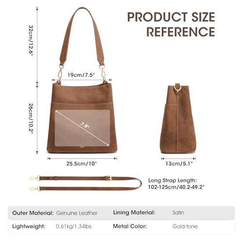 Image of Kattee Leather Handbags for Women 2026, Soft Shoulder Tote Crossbody Purses Bucket Bags with 2 Detachable Straps