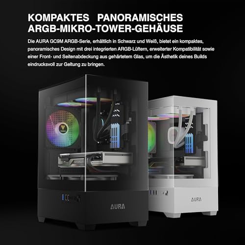 Image of GAMDIAS Aura GC9M Black | Micro Tower Cabinet | Supports Micro-ATX、Mini-ITX | 3 PRE Installed ARGB Fans | Black
