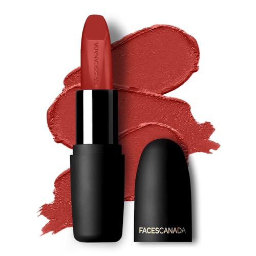 FACES CANADA Weightless Matte Lipstick - Jungle Red 29 (Red), 4.5g | Highly Pigmented Lip Color | Smooth One Stroke Glide | Moisturizes & Hydrates Lips | Vitamin E, Jojoba & Almond Oil Enriched FACES CANADA Weightless Matte Lipstick - Jungle Red 29 (Red), 4.5g | Highly Pigmented Lip Color | Smooth One Stroke Glide | Moisturizes & Hydrates Lips | Vitamin E, Jojoba & Almond Oil Enriched