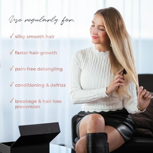 MISEL Professional Boar Bristle Hair Brush for Women and Men | Detangles All Natural Hair Types and Extensions | Reduces Breakage | Great for Wavy and Straight Hair | Salon-Approved | Medium