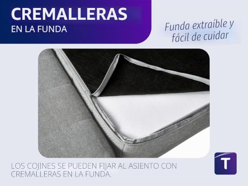 Sofá de 3 plazas con función cama, colchón plegable gris de 140 x 200 cm 7