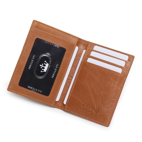 Image of Genuine Leather Bifold RFID Blocking Slim Stylish Credit Debit ATM Card Holder Wallet for Men Women (Tan)